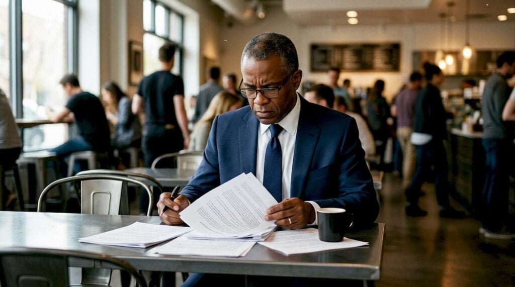 Attorney reviewing personal injury settlement documents