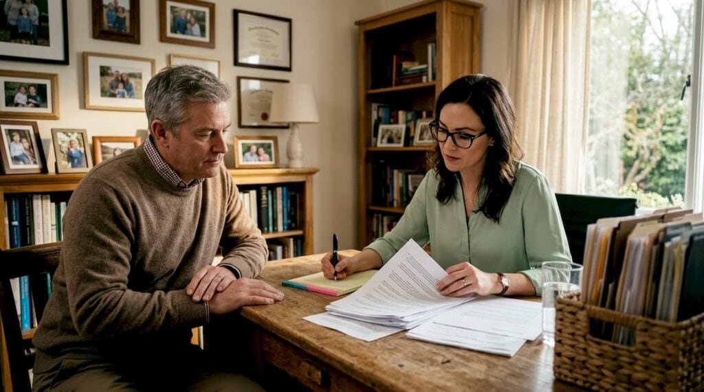 Client-lawyer consultation in law office