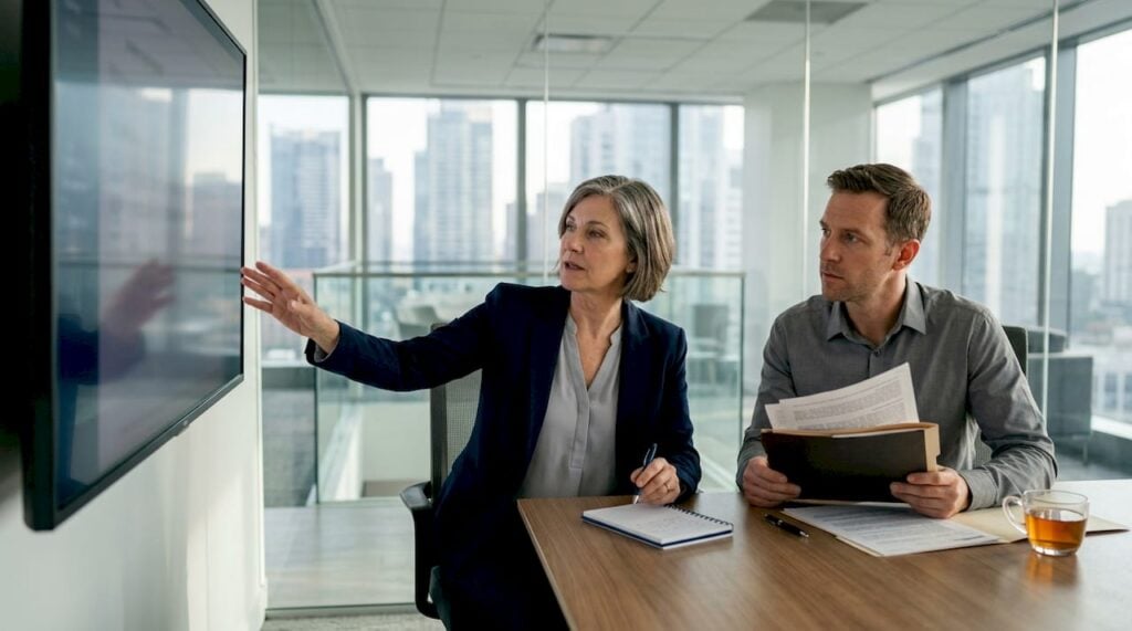 Lawyer advising client on injury claim