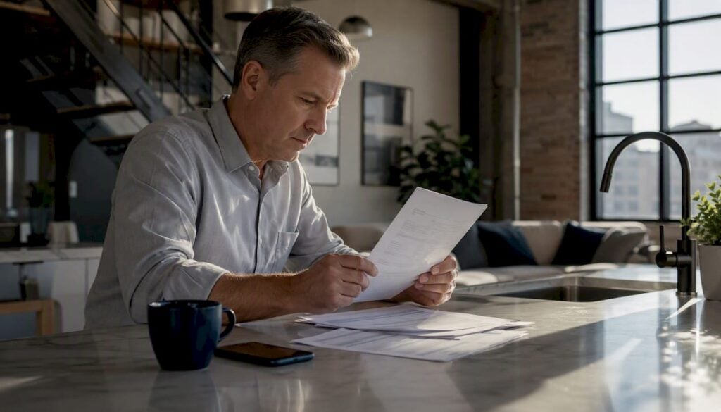 Man reviewing insurance and repair documents