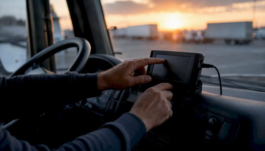 Truck driver using electronic logging device