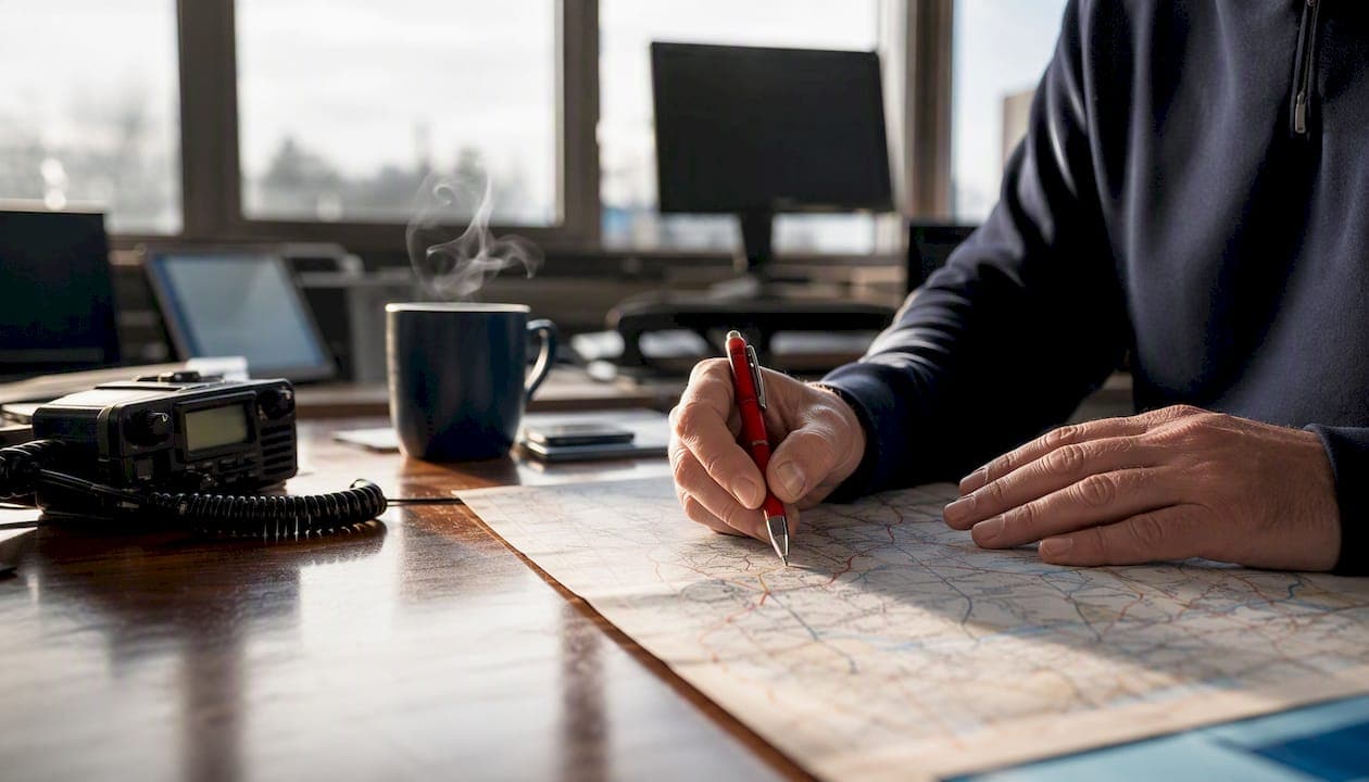 Dispatcher marking route on map manually