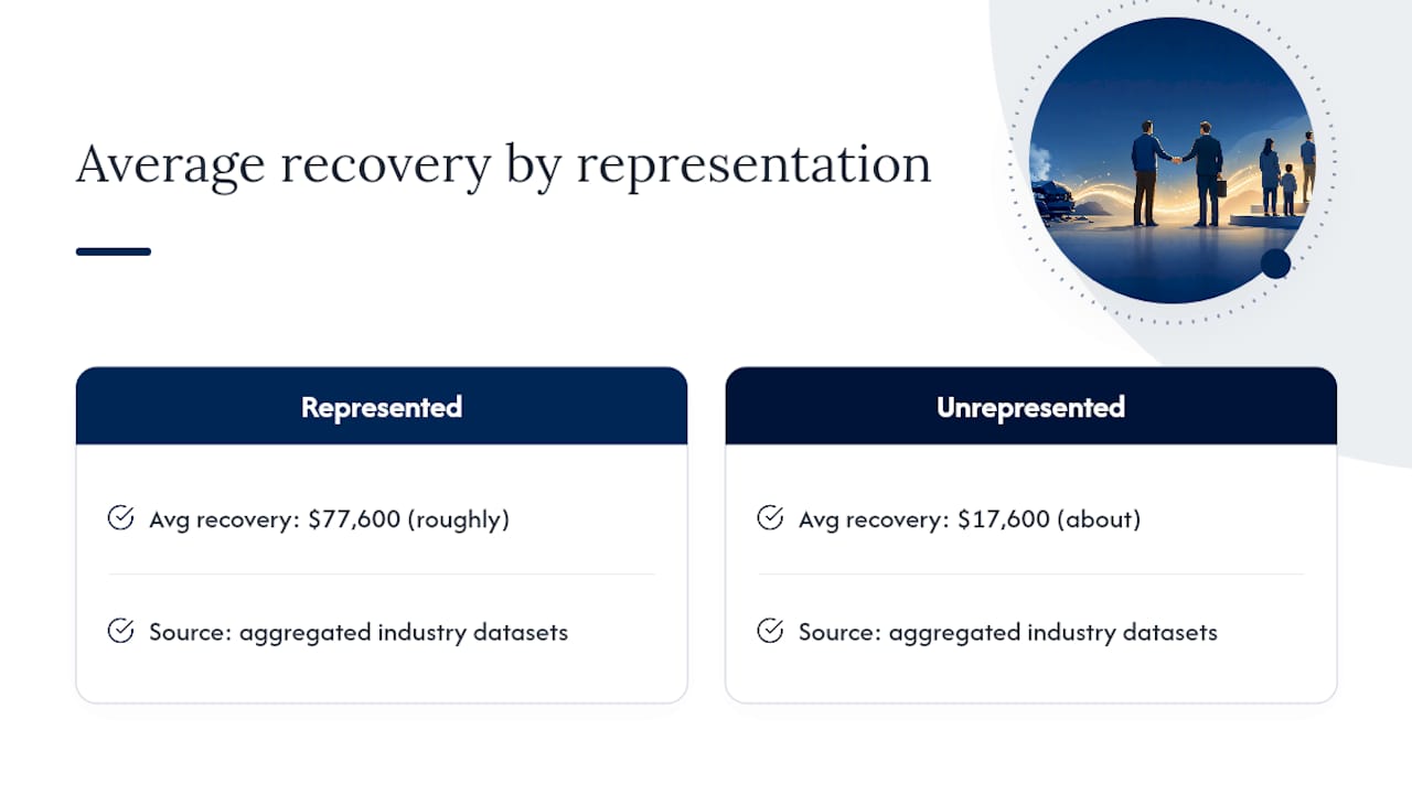 Average represented and unrepresented recoveries compared