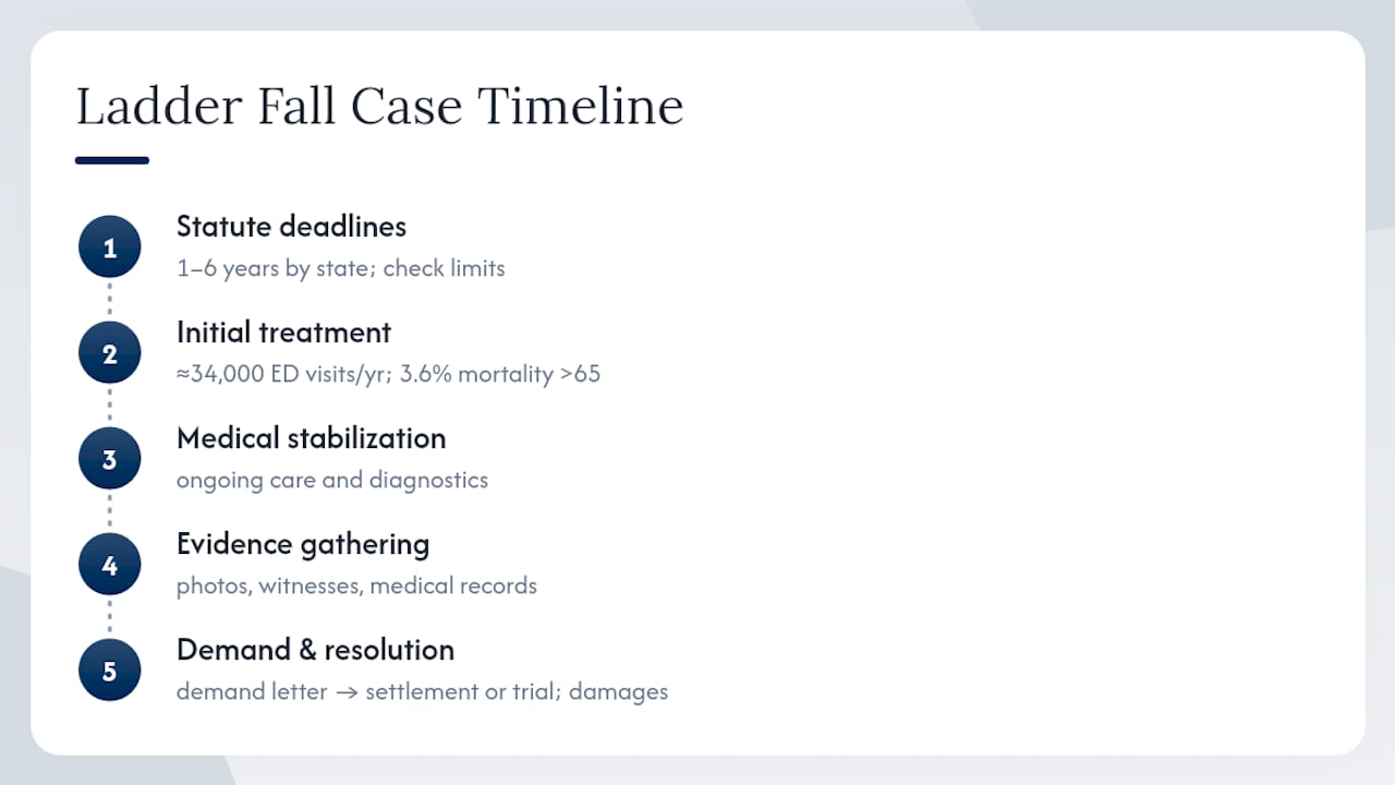 Timeline and Compensation for Ladder Fall Cases — overview diagram