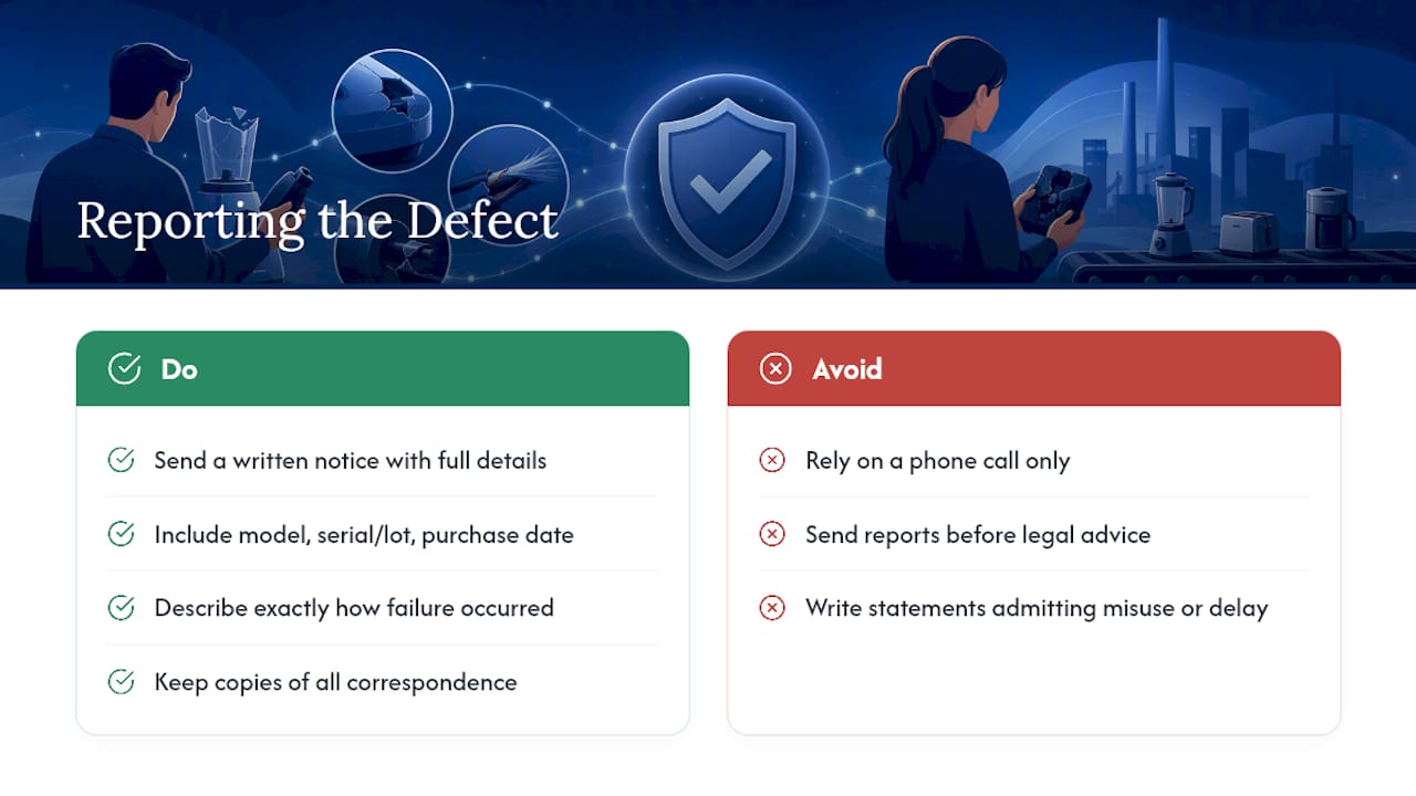 Reporting the Defect to the Manufacturer or Seller — overview diagram