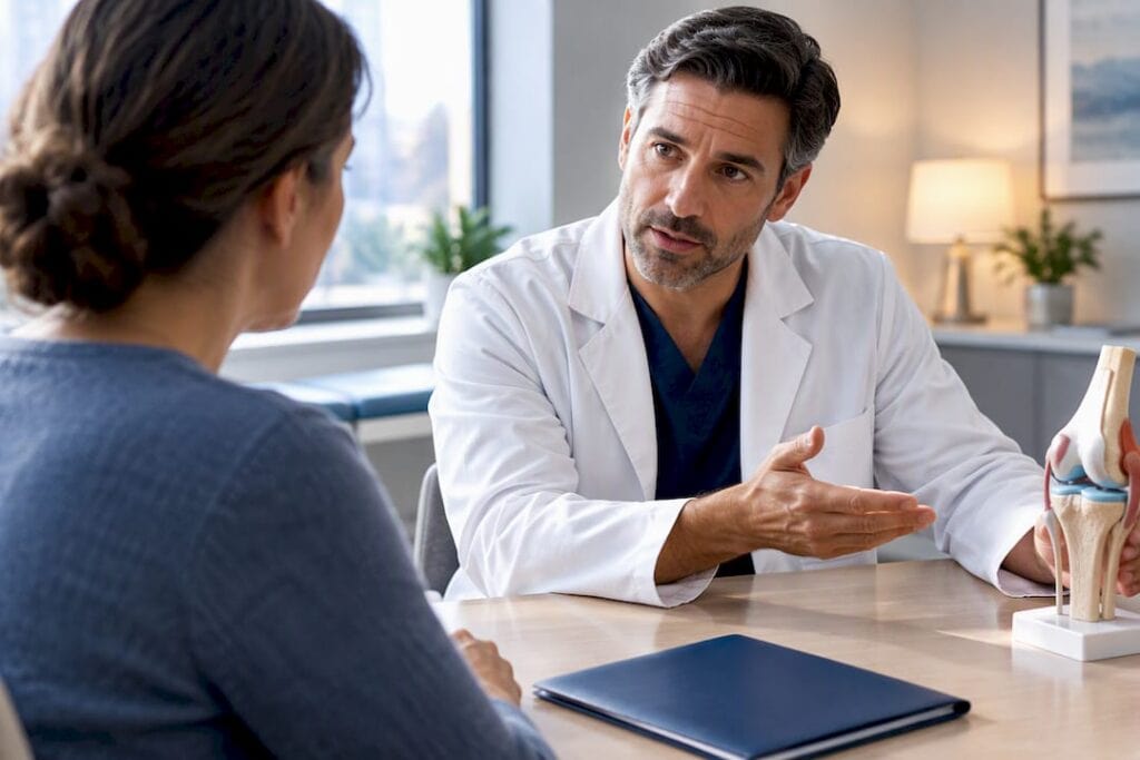 Physician explaining procedure during consent conversation