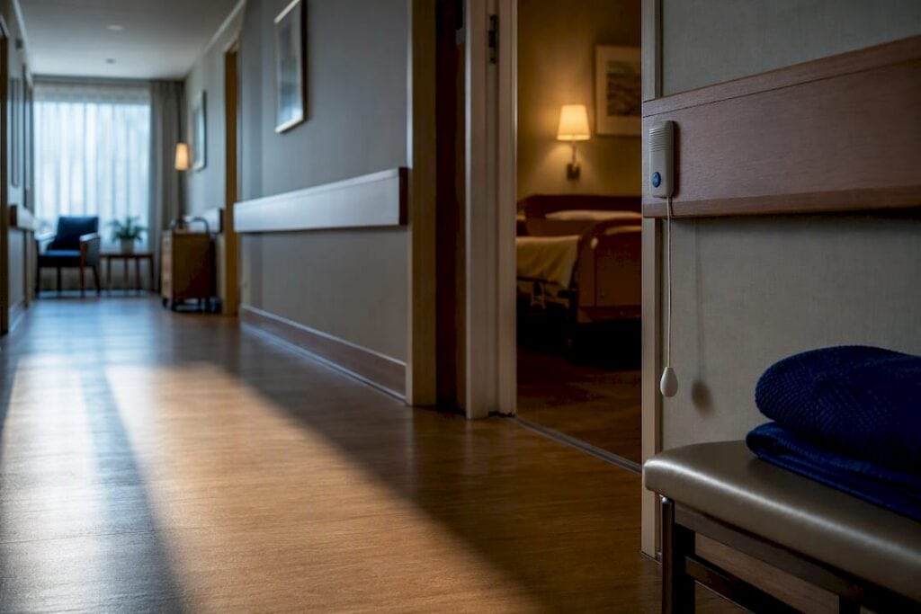 Nursing home corridor with call bell