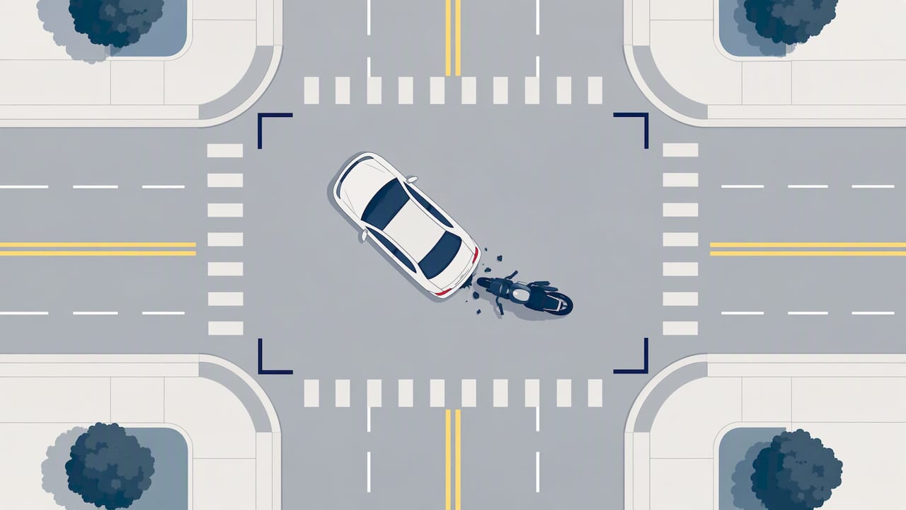 Illustrated documentation of a motorcycle crash scene