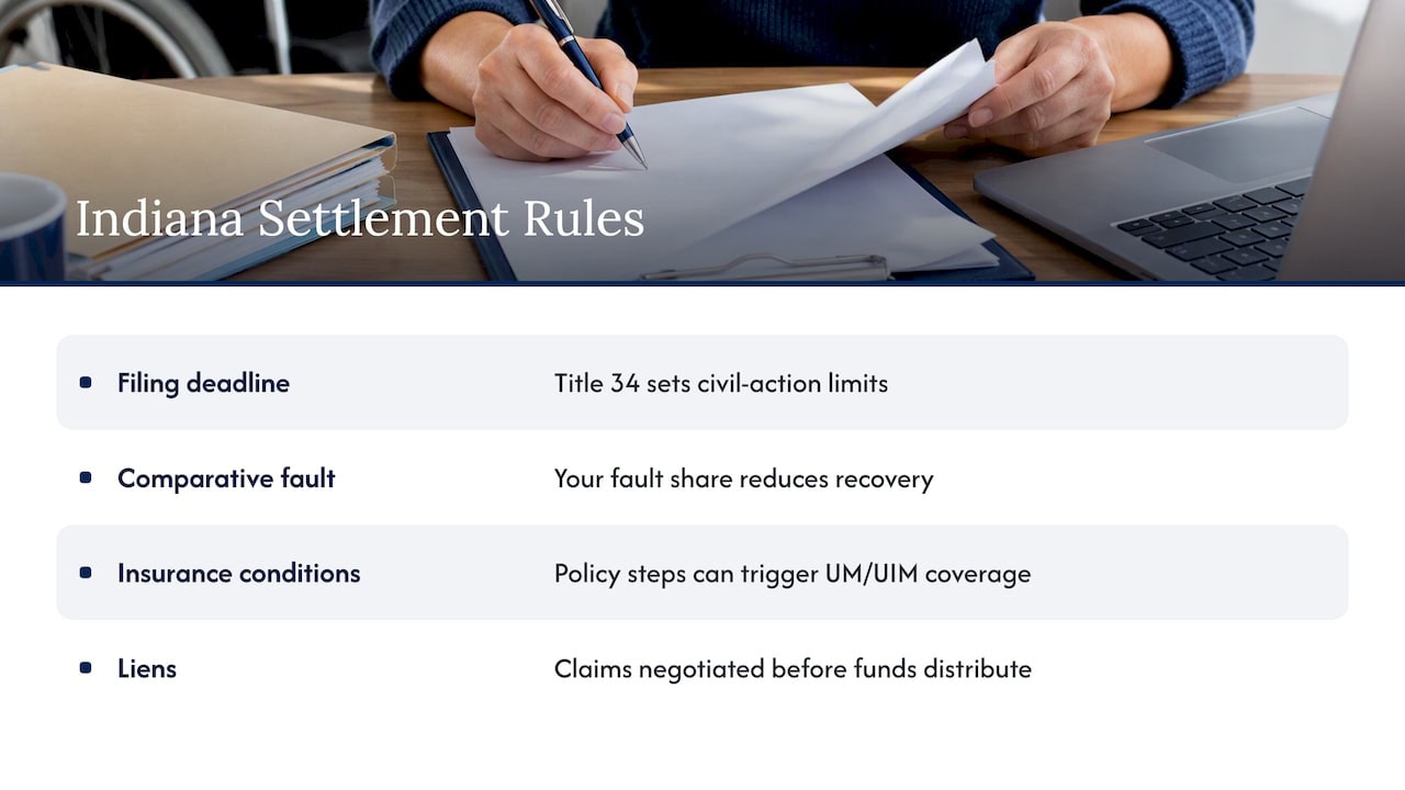 Which Indiana laws affect your settlement? — overview diagram